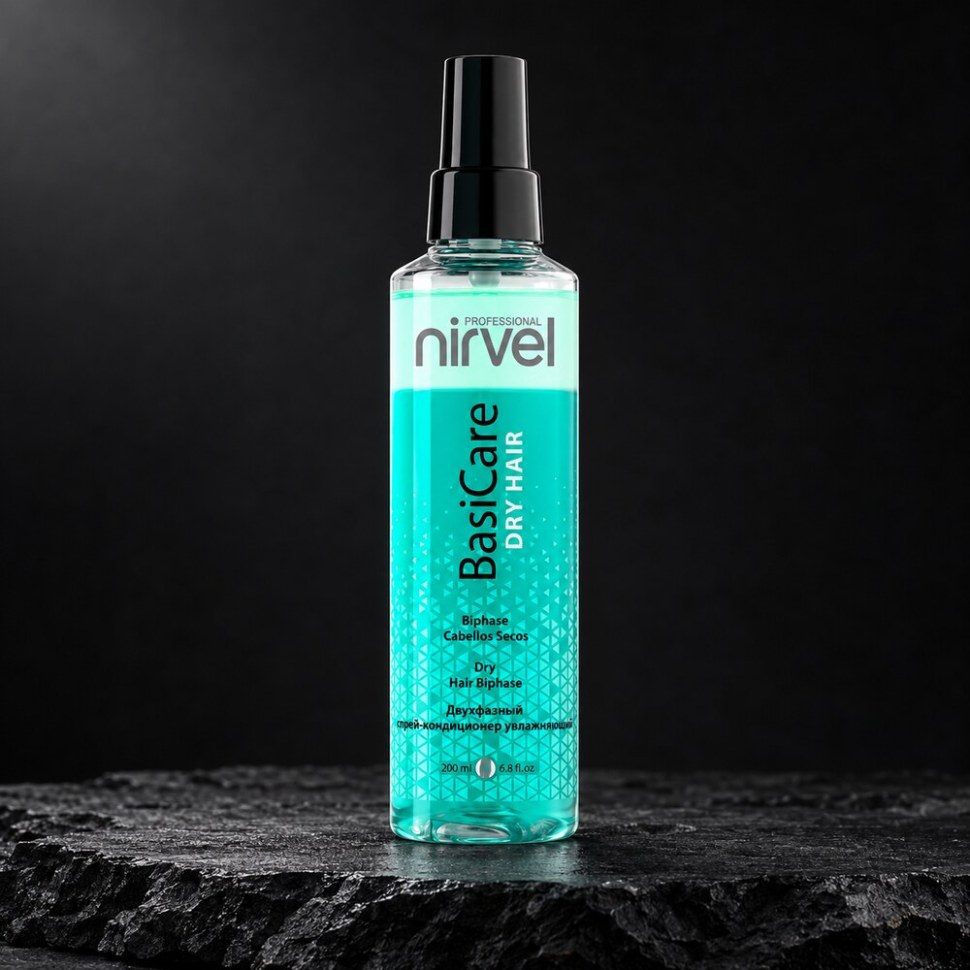 Двухфазный спрей-кондиционер увлажняющий Dry Hair Biphase Nirvel — на чёрном камне Двухфазный спрей-кондиционер увлажняющий Dry Hair Biphase Nirvel — фото 1