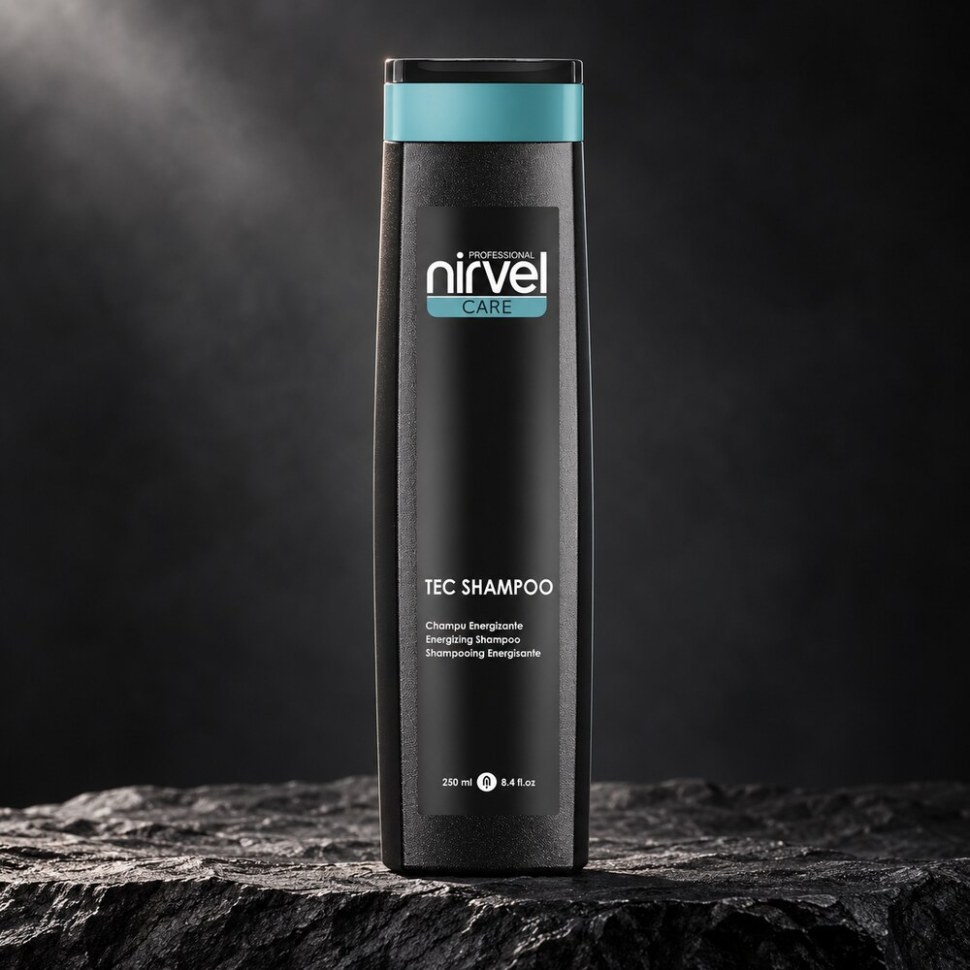 Nirvel TEC Shampoo — энергизирующий шампунь с биотином для ослабленных волос — на чёрном камне Nirvel TEC Shampoo — энергизирующий шампунь с биотином для ослабленных волос — фото 1