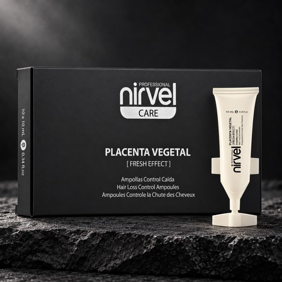 Nirvel Placenta Vegetal Freesh Effect (Nirvel Placenta Vegetal Freesh Effect) is a photo 1 ampule against the fall of hair with plant placenta.